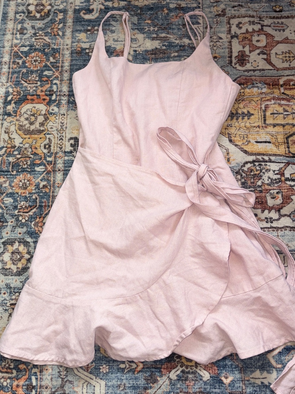 Princess Polly Pale Pink Wrap Mini Dress with Tie